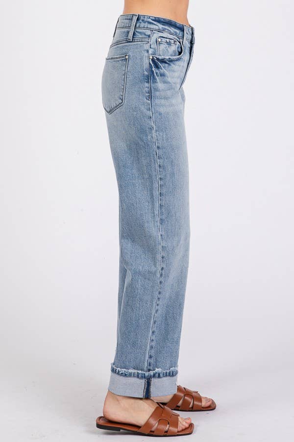STONE MID RISE COMFORT BAGGY STRAIGHT