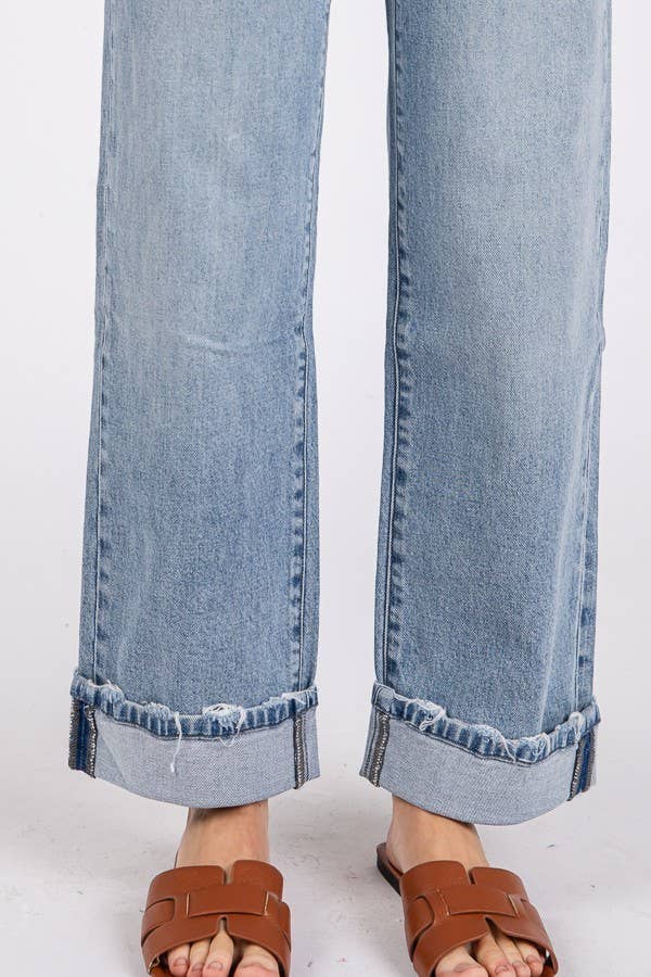 STONE MID RISE COMFORT BAGGY STRAIGHT