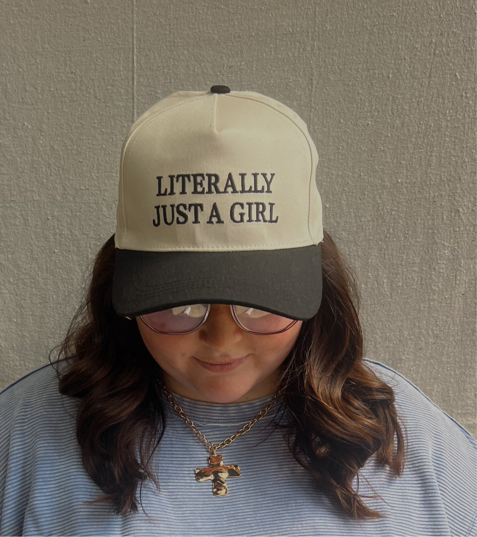 LITERALLY JUST A GIRL TRUCKER HAT