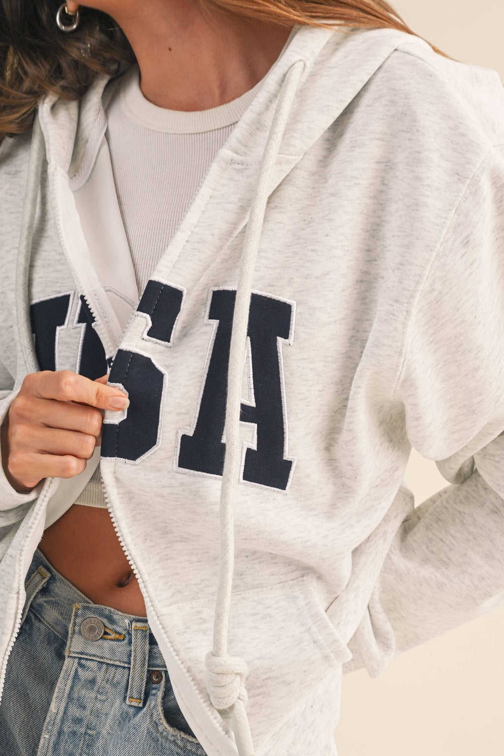 GRADDA OVERSIZED "USA" ZIP UP HOODIE JACKET