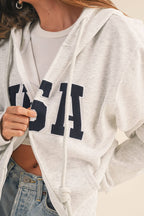 GRADDA OVERSIZED "USA" ZIP UP HOODIE JACKET