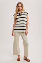 STRAY STRIPED POLO KNIT SET
