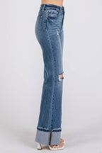BELLS HIGH RISE STRETCH WIDE LEG FLARE W/ CUFFED HEM