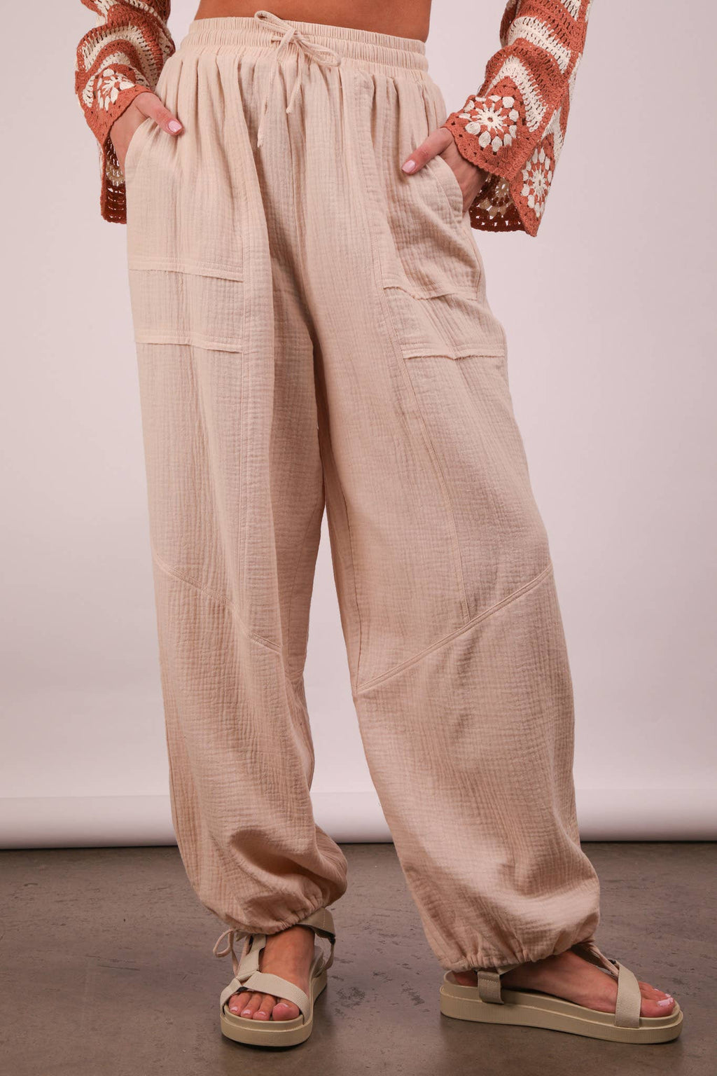WINDY CREAM WIDE LEG LINEN PANTS