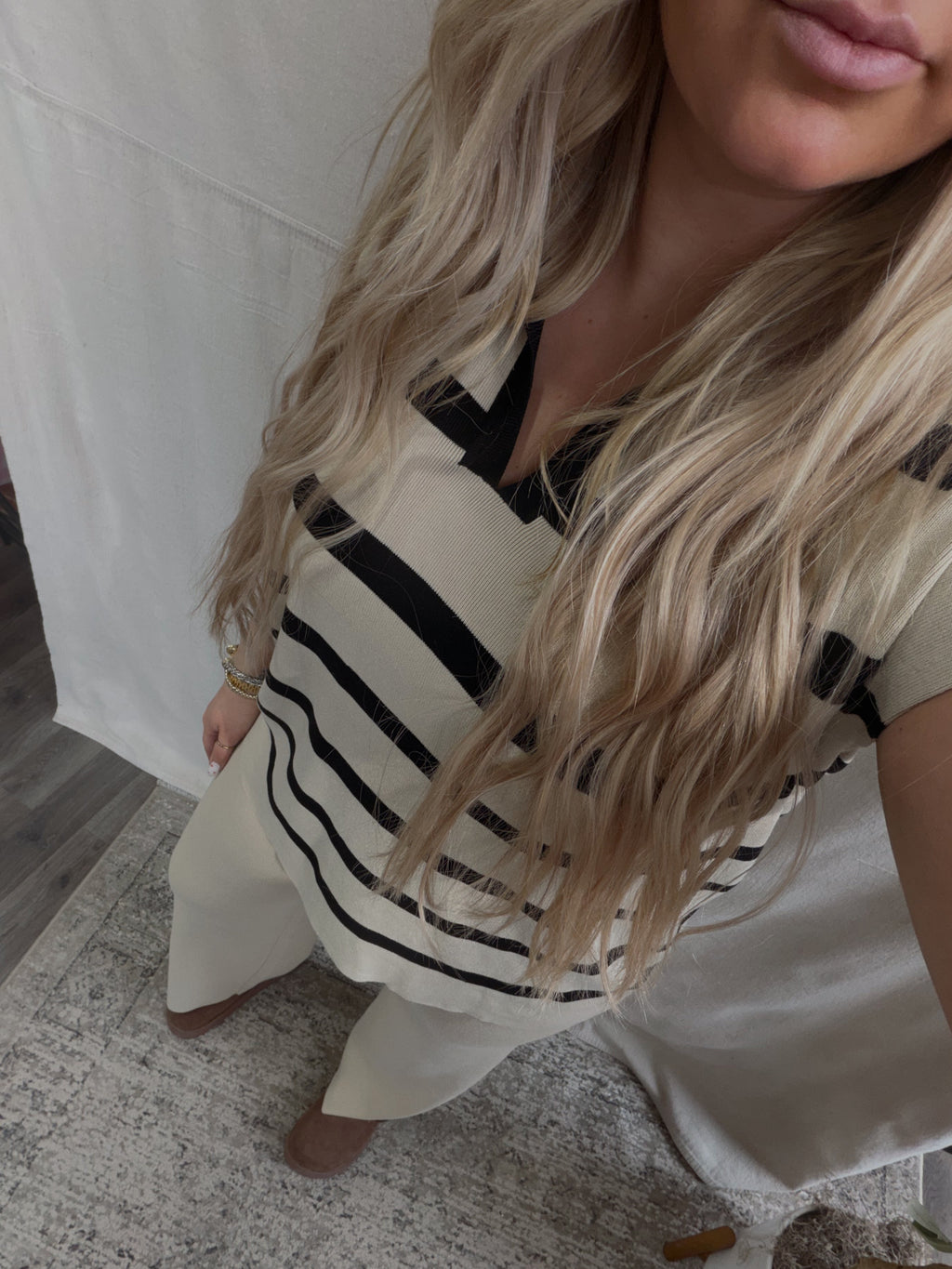 STRAY STRIPED POLO KNIT SET