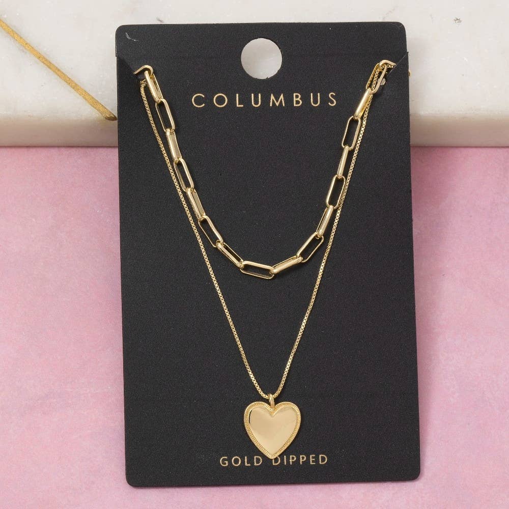 HEARTS PENDANT CHAIN LAYERED NECKLACE