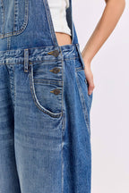 MELLA MID WAIST BARREL OVERALLS