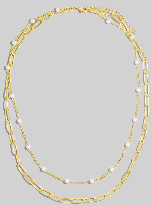 CHAIN & PEARL NECKLACE