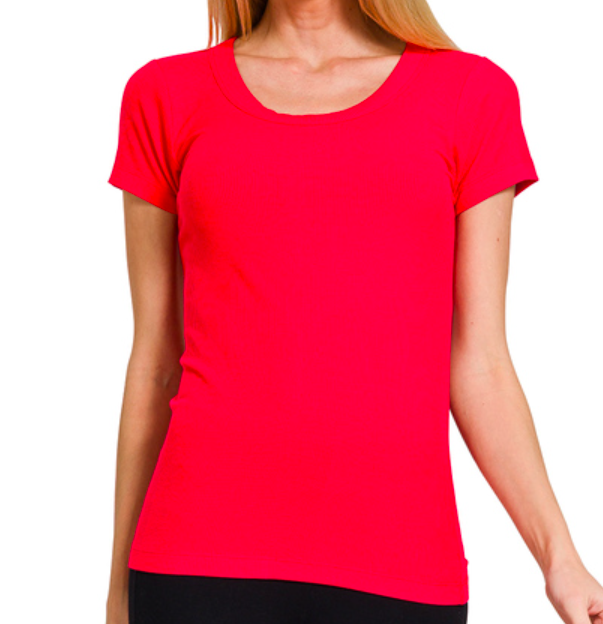 SMOKES RIBBED ROUND NECK TOP