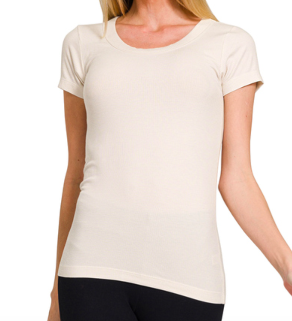 SMOKES RIBBED ROUND NECK TOP