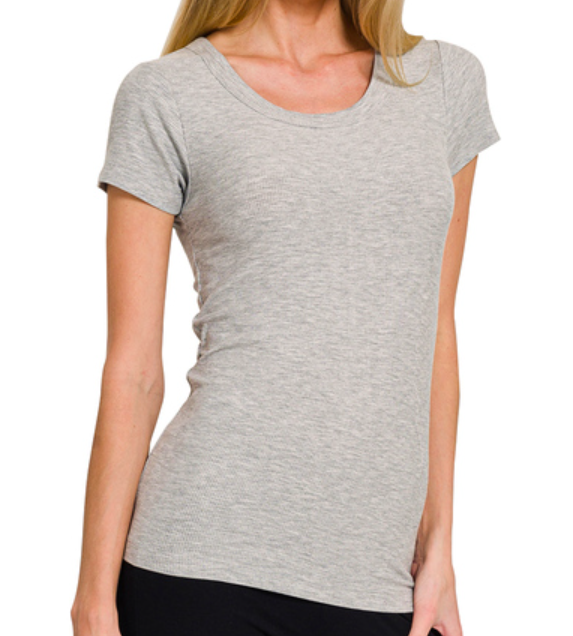 SMOKES RIBBED ROUND NECK TOP
