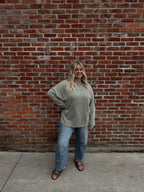 WASHED AND WEATHERED DROP SLEEVE SWEATER