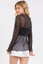 PEBBY POLKA MESH TOP