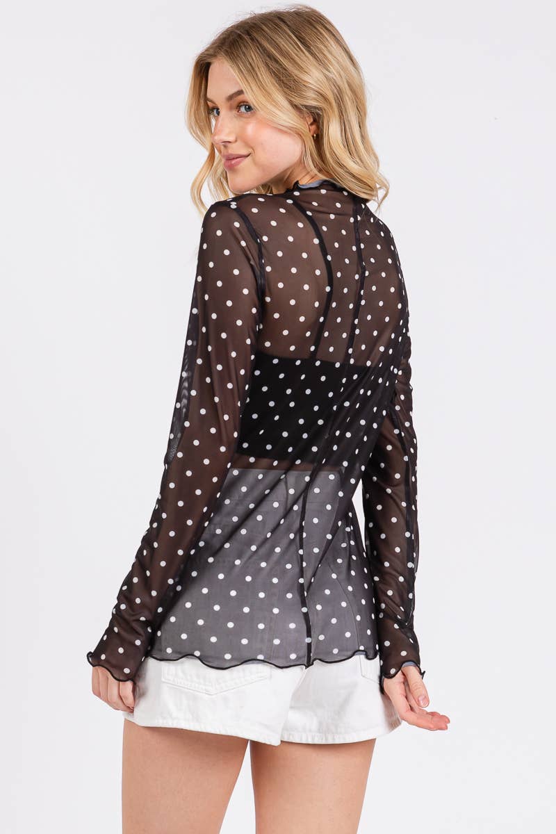 PEBBY POLKA MESH TOP