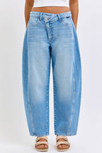 LAYA MID RISE LIGHT DENIM BARREL JEAN