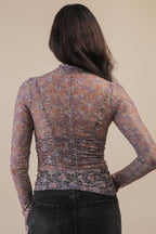 MAUVE MESH FLORAL TOP