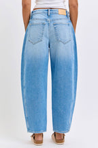 LAYA MID RISE LIGHT DENIM BARREL JEAN