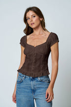 THE CINNAMON GIRL BUTTON DOWN TOP