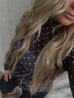 PEBBY POLKA MESH TOP