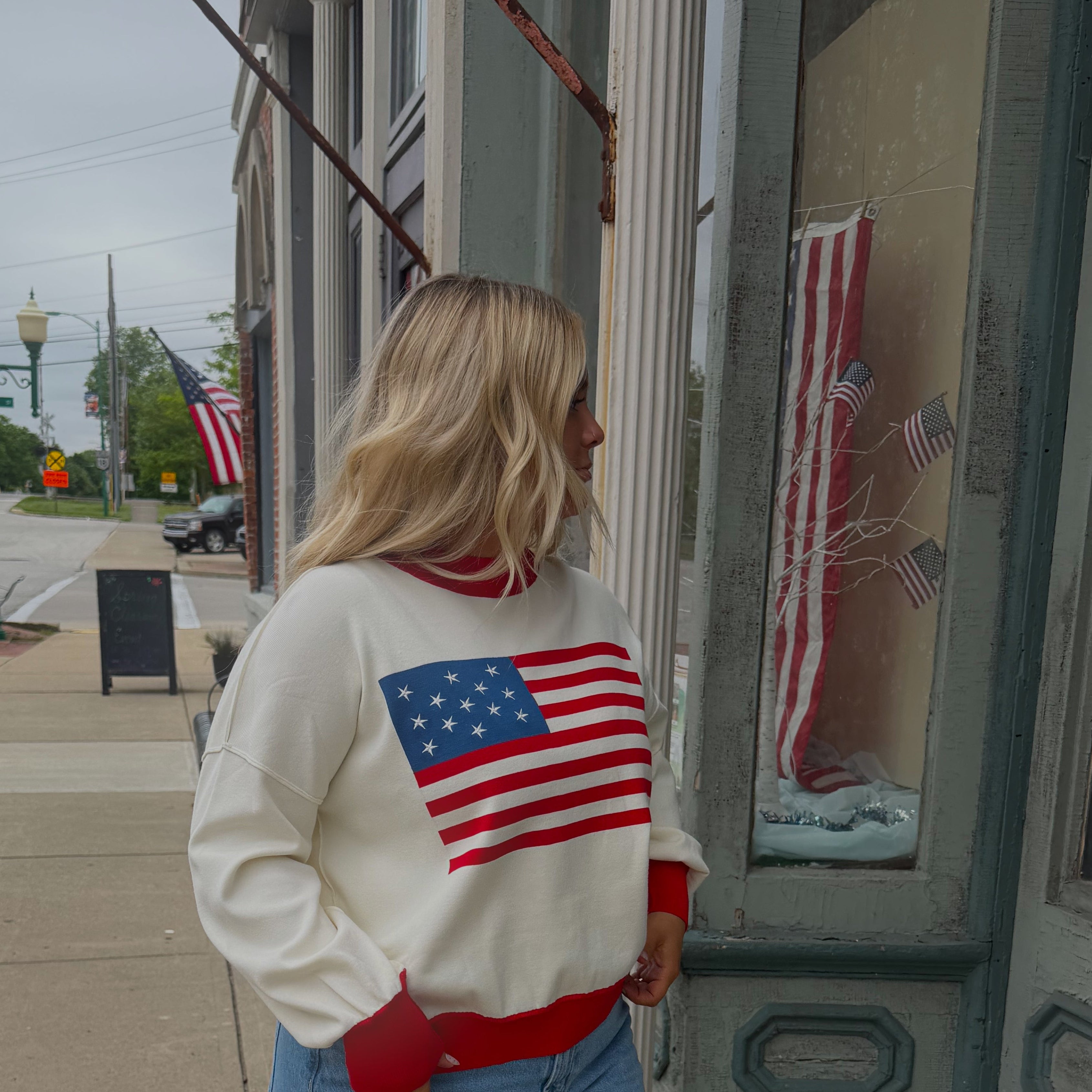 ALL AMERICAN FLAG SWEATER TOP
