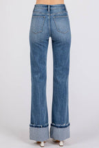 BELLS HIGH RISE STRETCH WIDE LEG FLARE W/ CUFFED HEM