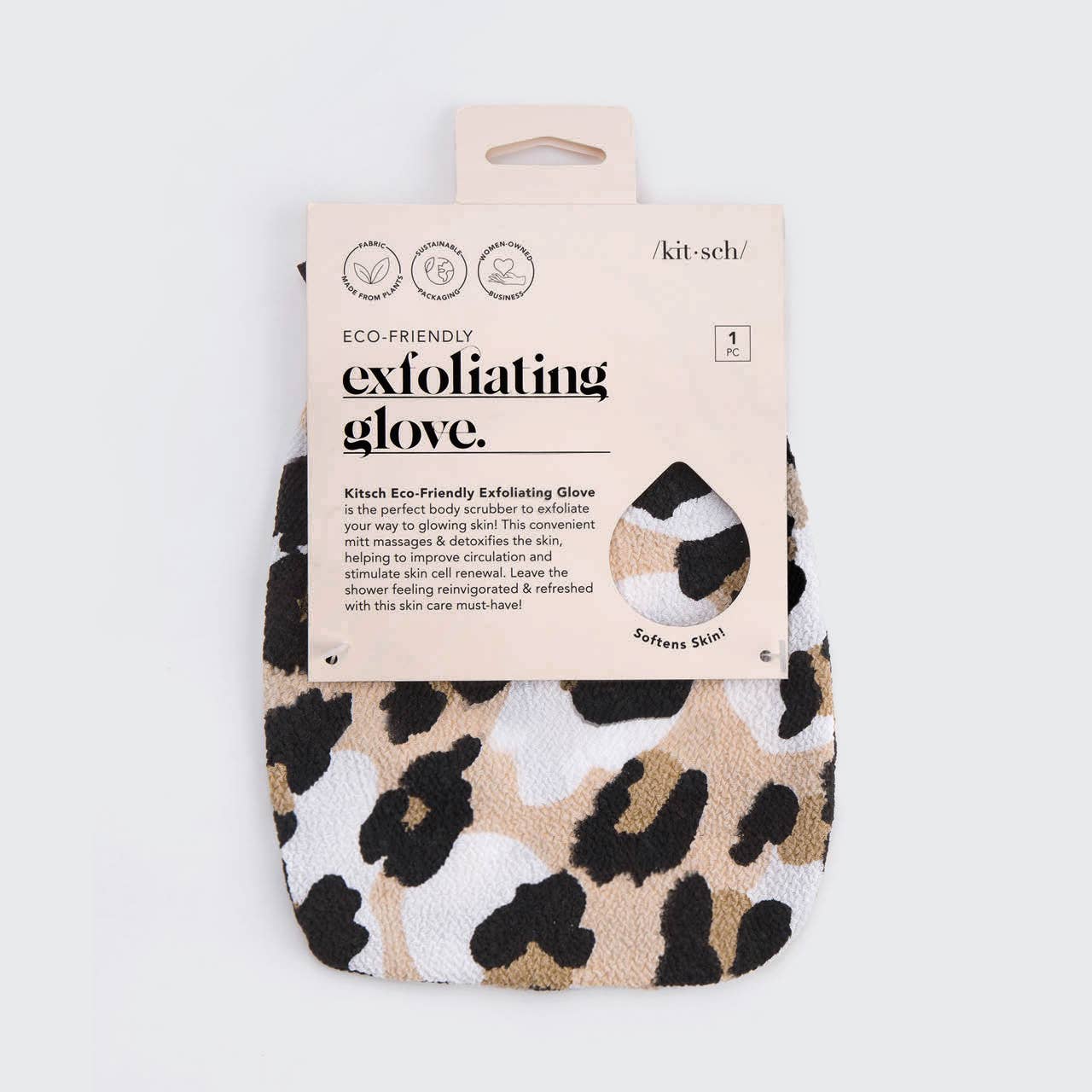 ECO-FRIENDLY EXFOLIATING GLOVE - LEOPARD