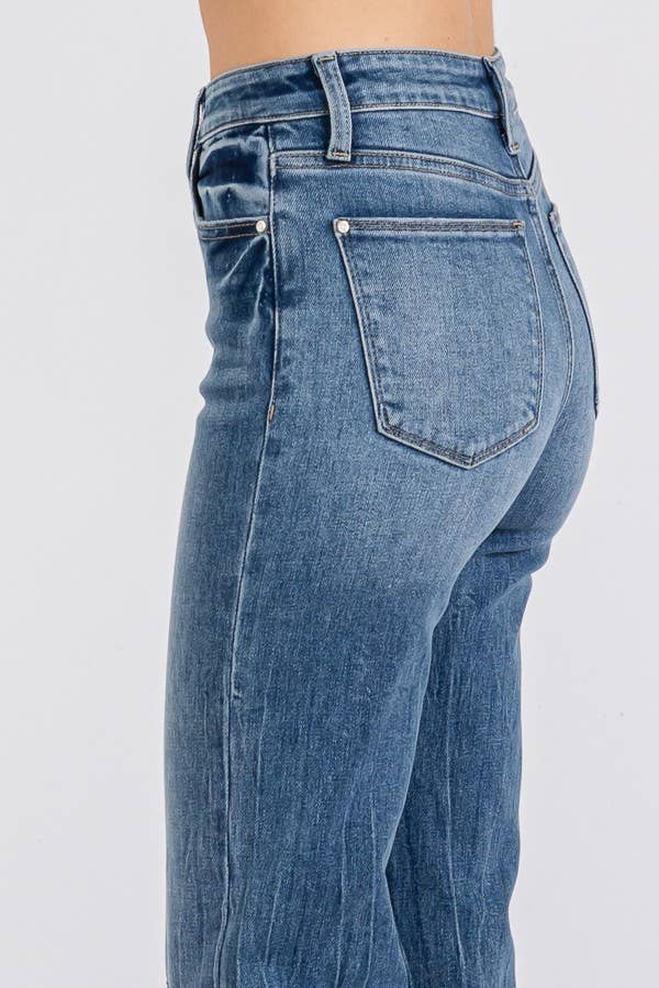 BELLS HIGH RISE STRETCH WIDE LEG FLARE W/ CUFFED HEM