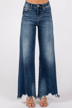 THE MARLOW HIGH RISE SUPER STRETCH WIDE LEG W/ DESTROYED HEM
