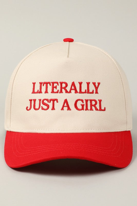 LITERALLY JUST A GIRL TRUCKER HAT