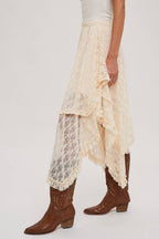 LIDDI LACE TIER MIDI SKIRT