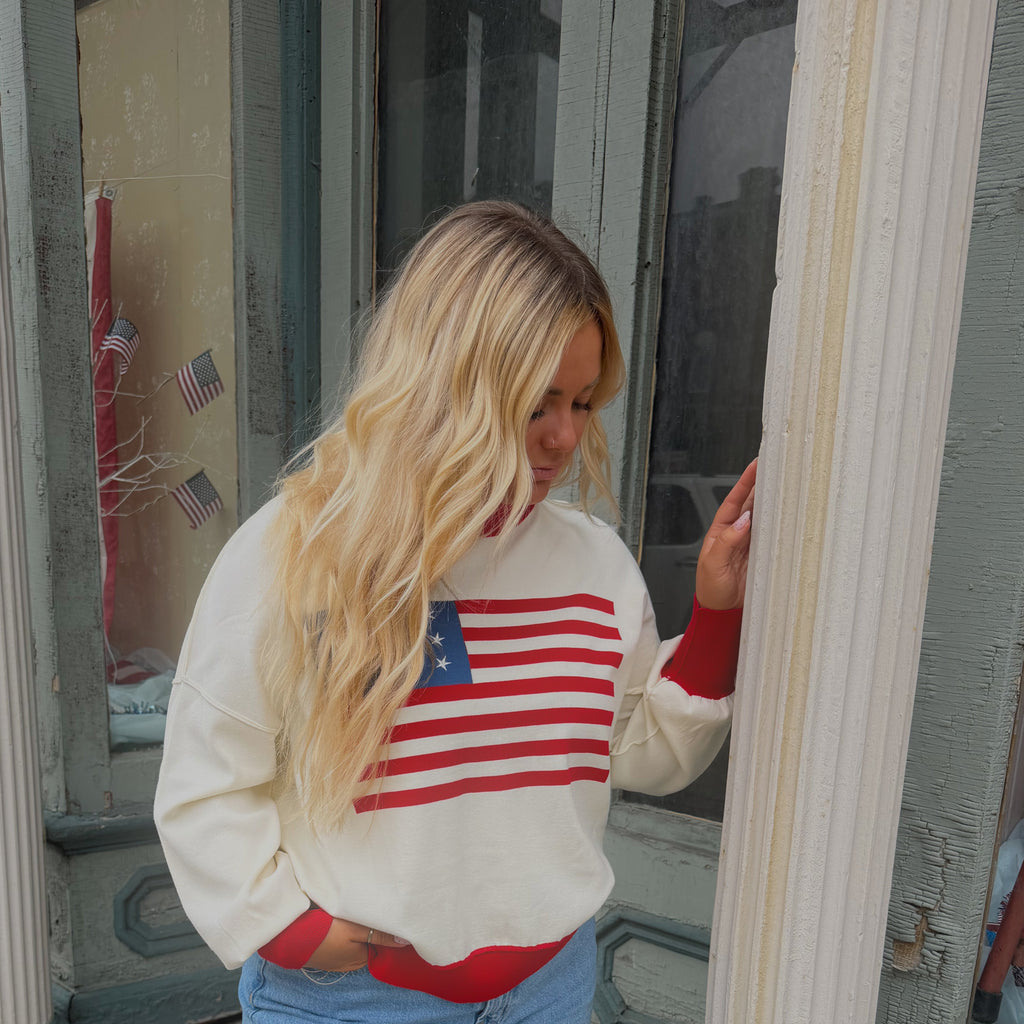 ALL AMERICAN FLAG SWEATER TOP