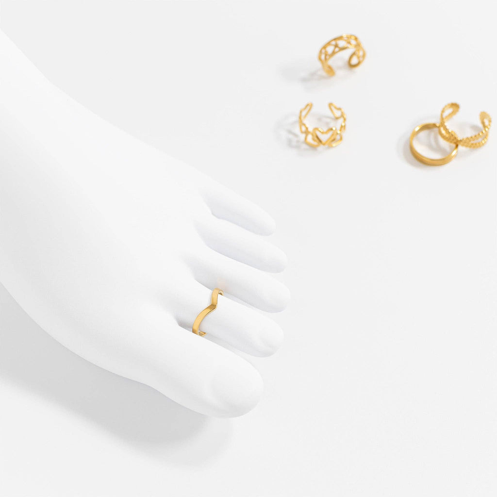 STEEL POINT TOE RING - 18K GOLD PVD