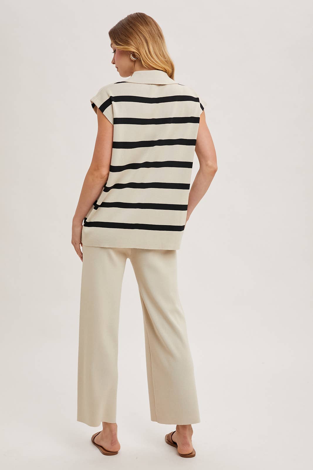 STRAY STRIPED POLO KNIT SET
