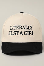 LITERALLY JUST A GIRL TRUCKER HAT