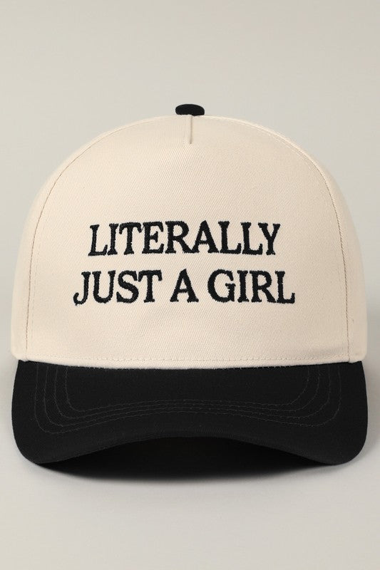 LITERALLY JUST A GIRL TRUCKER HAT