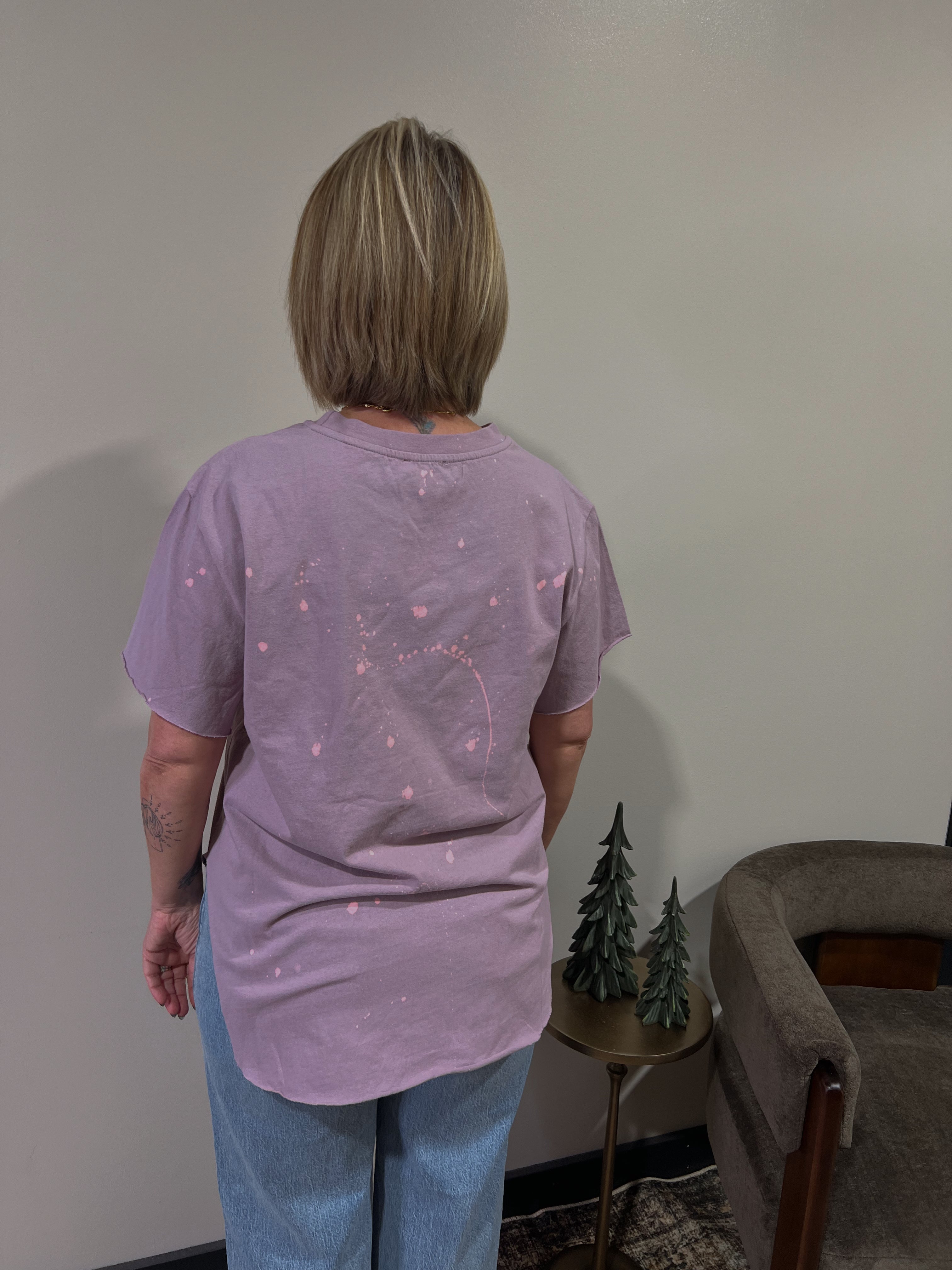 FREE BIRD PURPLE SIDE SLIT GRAPHIC TEE