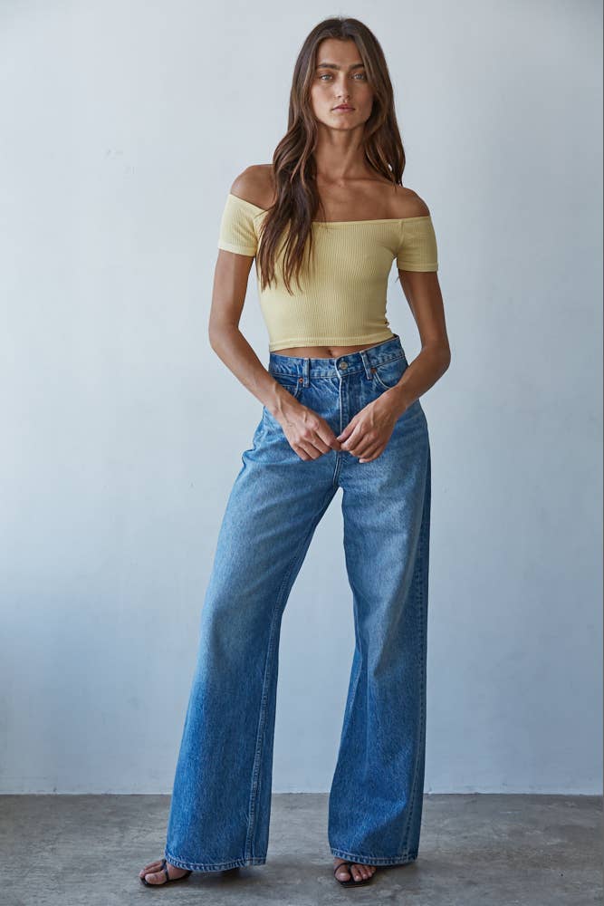 RIA RIBBED OFF THE SHOULDER TOP
