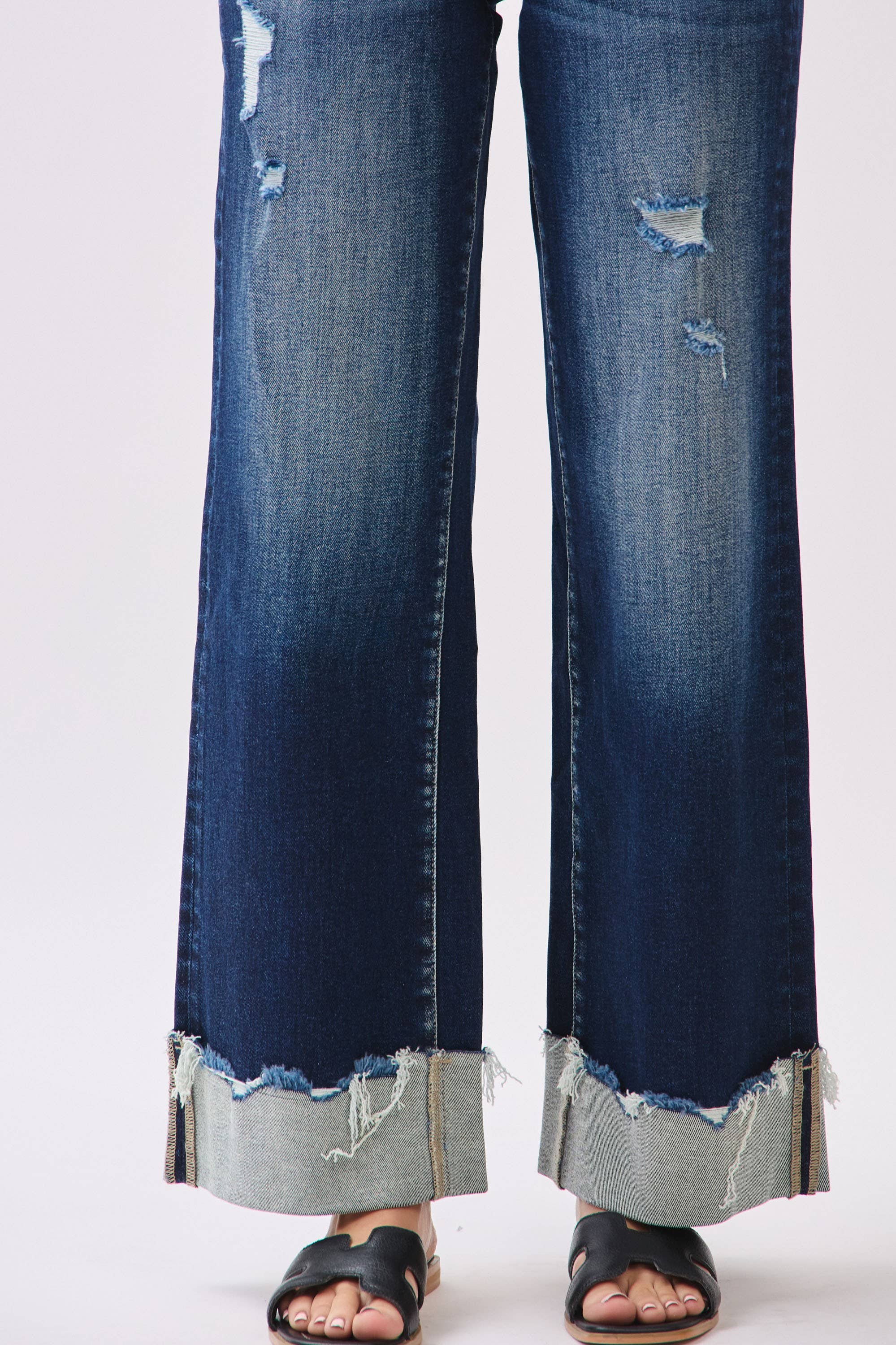 THE MEADOWS HIGH RISE STRETCH WIDE LEG W/ CUFFED HEM JEANS