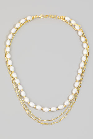 CHAIN & PEARL NECKLACE