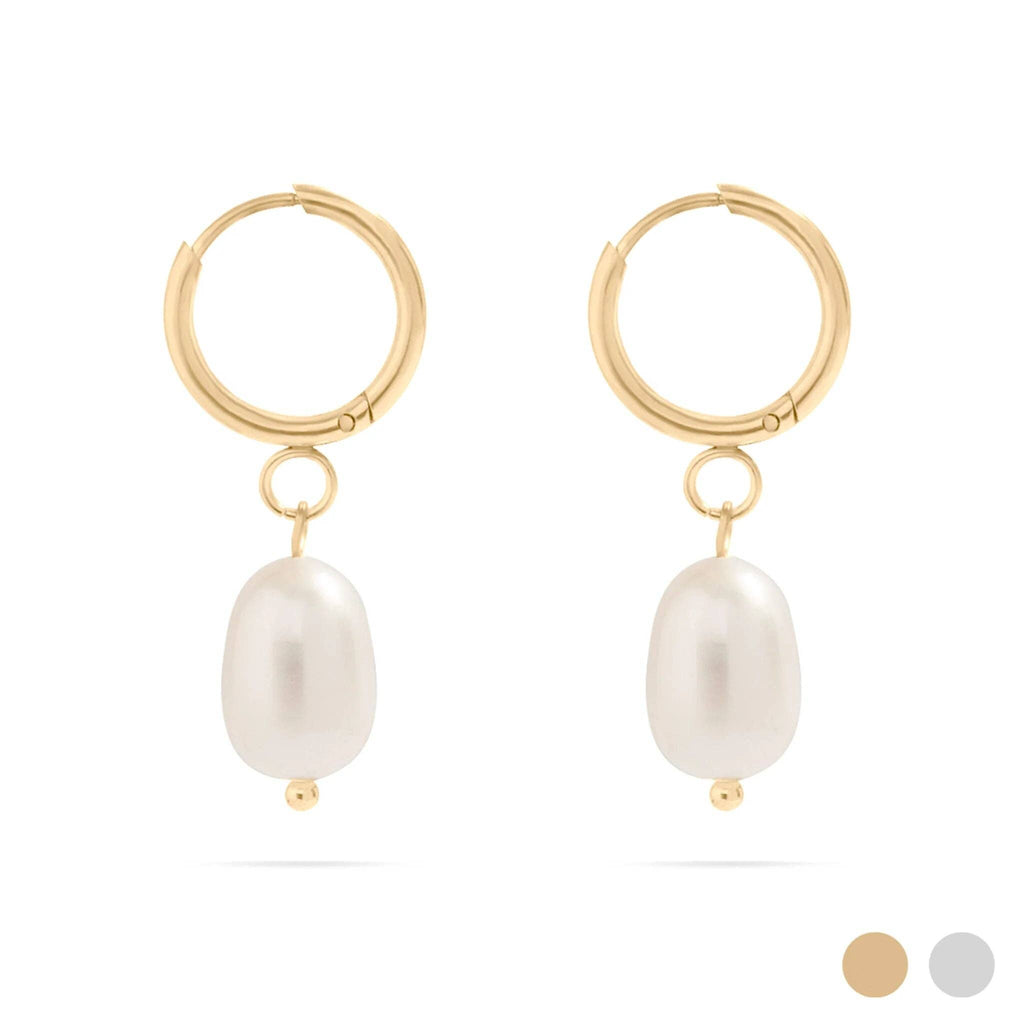 FRESHWATER PEARL HUGGIES - 18K Gold PVD