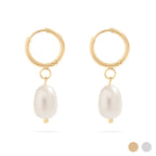 FRESHWATER PEARL HUGGIES - 18K Gold PVD