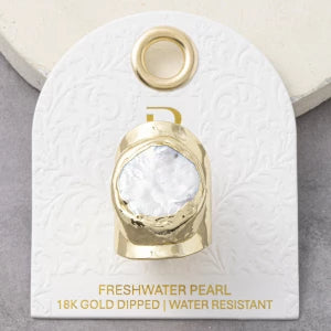 CALLA COIN PEARL CIGAR BAND RING - 18K GOLD DIPPED