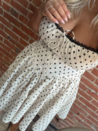 PAY POLKA CORSET FLARED MINI DRESS