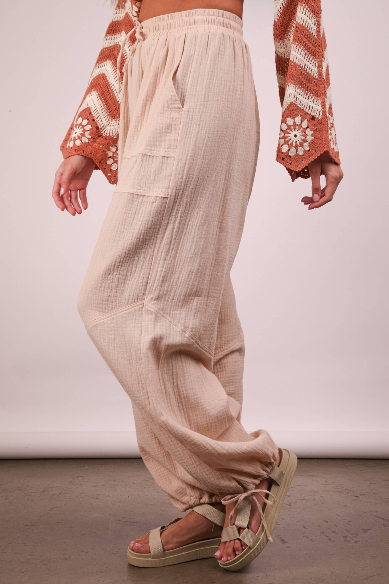 WINDY CREAM WIDE LEG LINEN PANTS