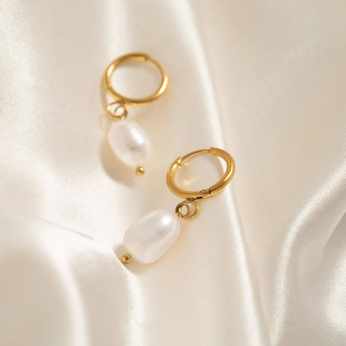 FRESHWATER PEARL HUGGIES - 18K Gold PVD