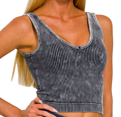 LALA SEAMLESS PADDED V-NECK BRA/TANK