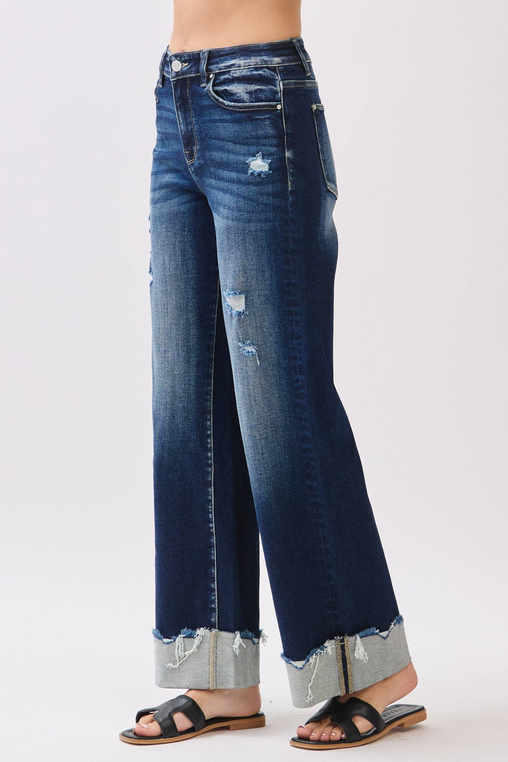 THE MEADOWS HIGH RISE STRETCH WIDE LEG W/ CUFFED HEM JEANS