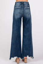 THE MARLOW HIGH RISE SUPER STRETCH WIDE LEG W/ DESTROYED HEM